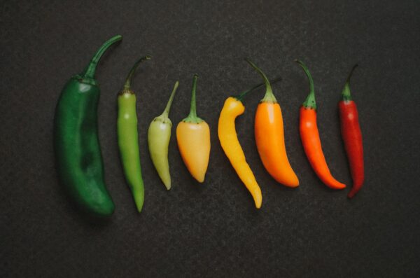 orange and green chili peppers